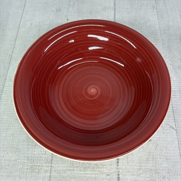 Dover & York RINGS SWIRL Circles Rust Red Stoneware Cereal Soup Bowls Set of 4 - Picture 8 of 16